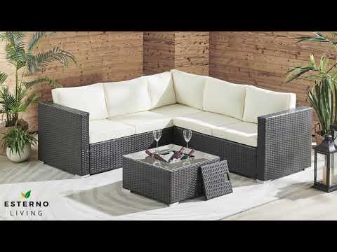 Sydney Dark Brown Corner Rattan Sofa Set with Ice Bucket
