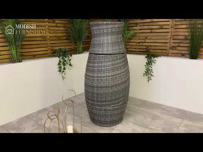 Morocco Stackable Grey Vase Rattan Garden Bistro Set
