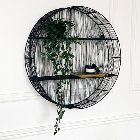 Solace Round Black Wall Shelf