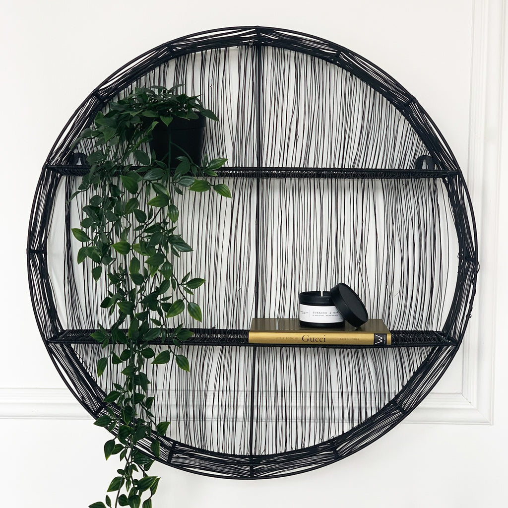 Solace Round Black Wall Shelf