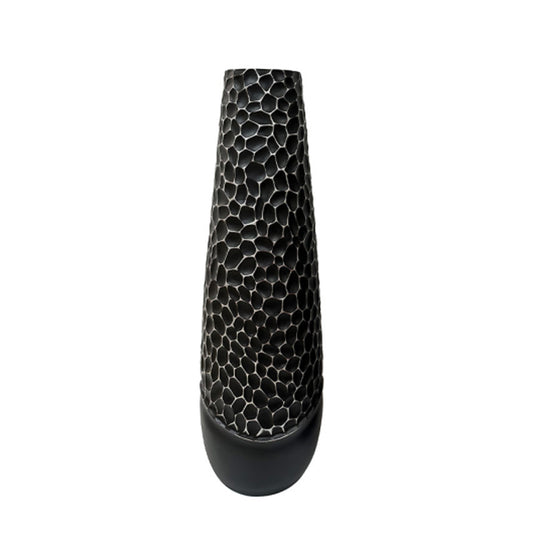 Tall Black And Silver Vase
