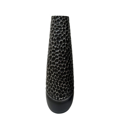 Tall Black And Silver Vase