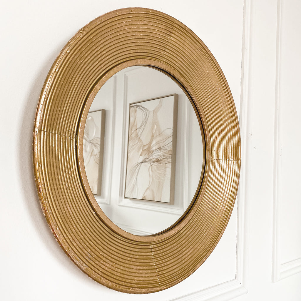 Venus Antiqued Gold Circle Mirror Set