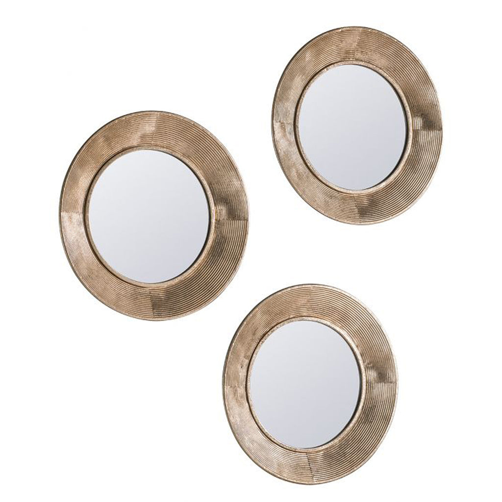 Venus Antiqued Gold Circle Mirror Set