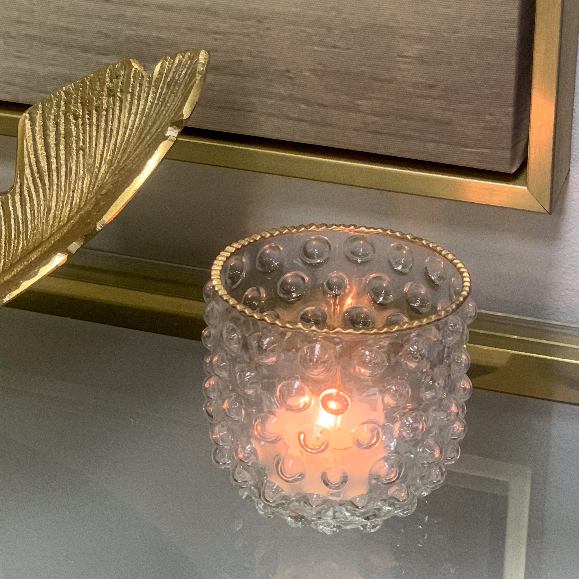 Glass Hobnail Votive Candle Holder