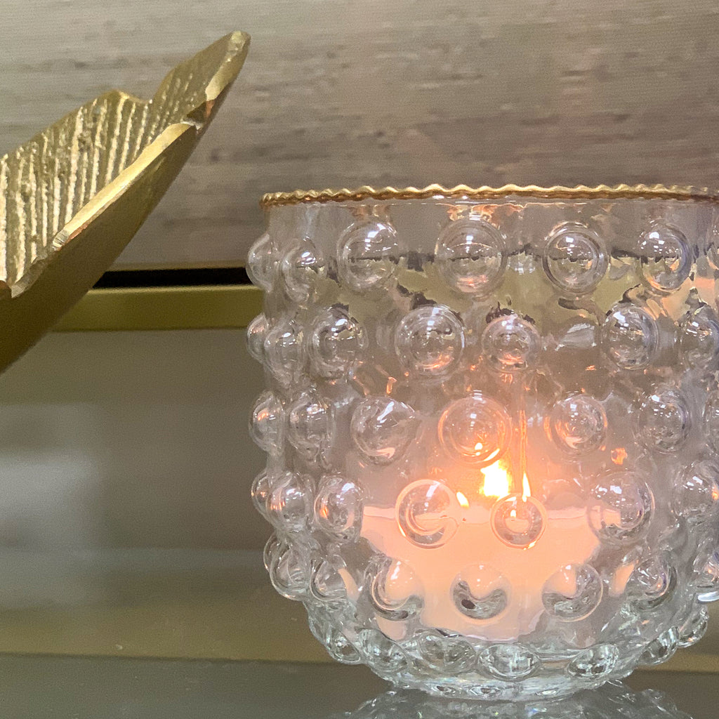 Glass Hobnail Votive Candle Holder