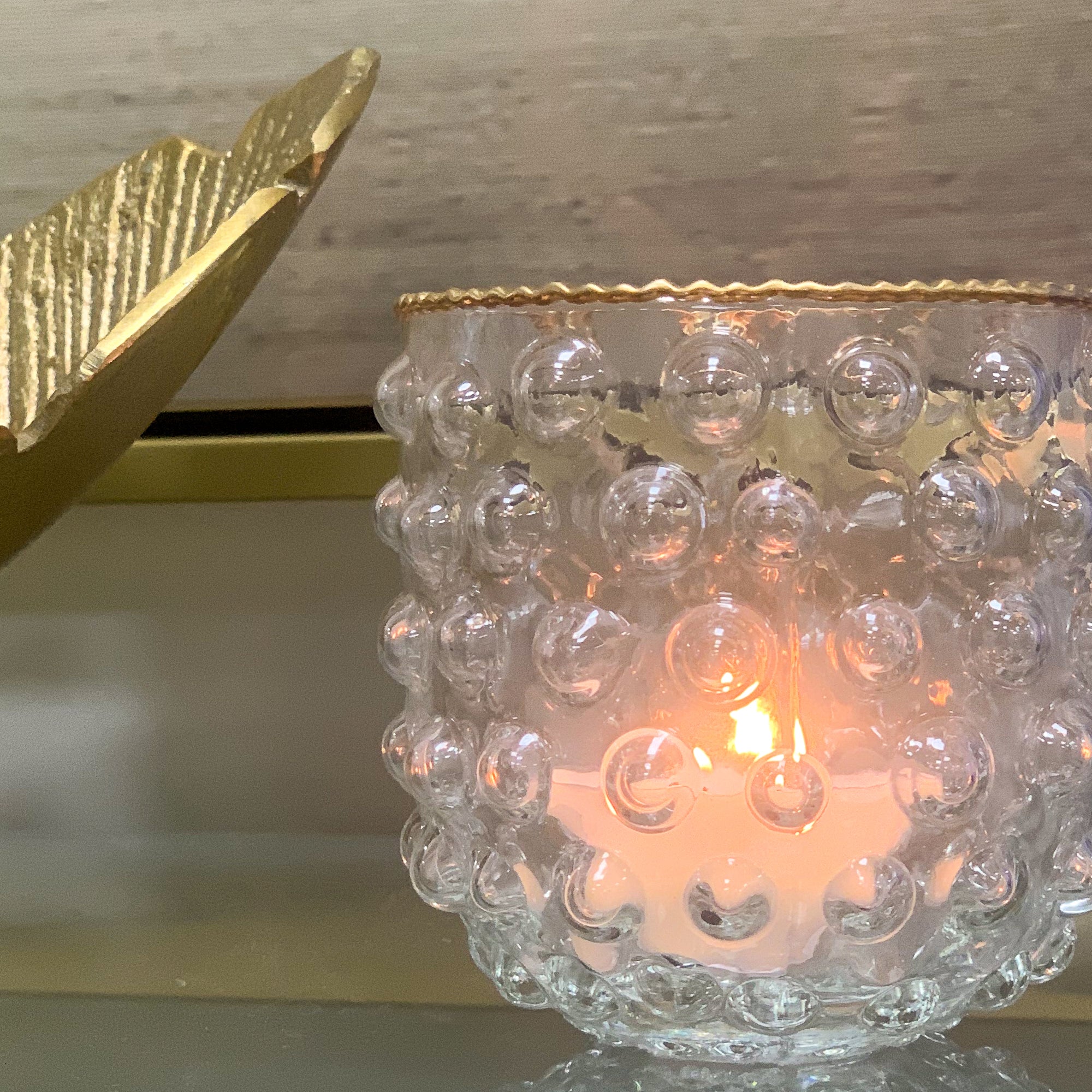Glass Hobnail Votive Candle Holder