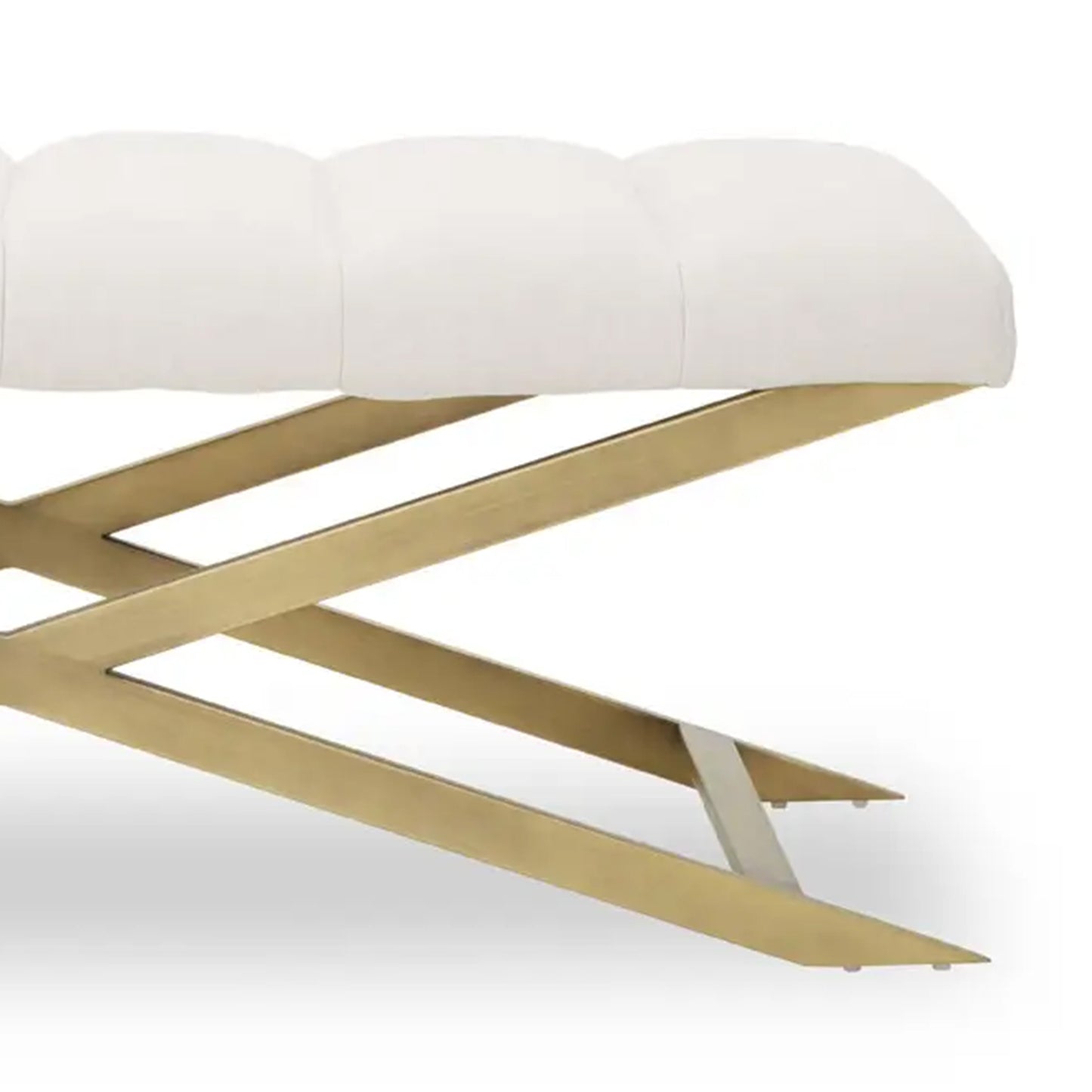 Off-White Bench With Brass Base