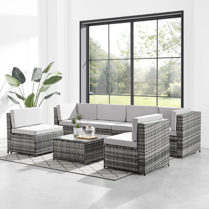 Sofia Grey U Shaped Modular Rattan Sofa & Coffee Table Set