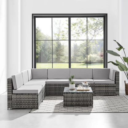 Sofia Grey U Shaped Modular Rattan Sofa & Coffee Table Set