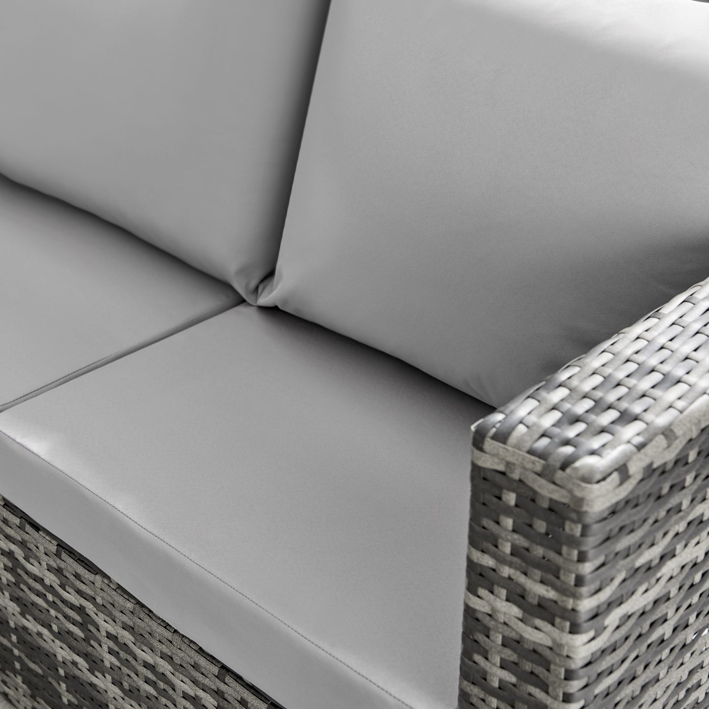 Malibu Grey 3 Seater L Shape Rattan Sofa and Coffee Table Set