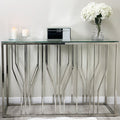 Aria Silver Console Table With Clear Glass Top
