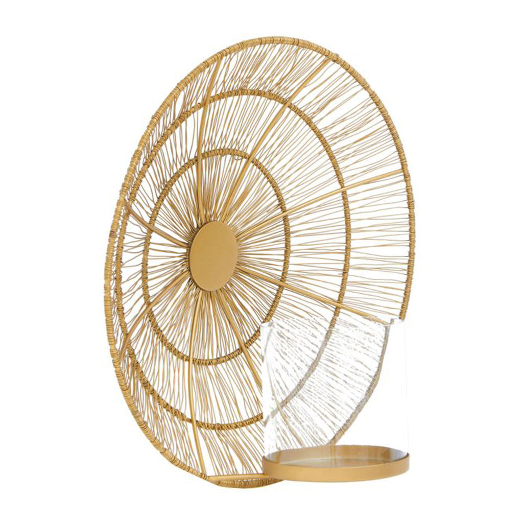 Gold Wire Wall Sconce Candle Holder