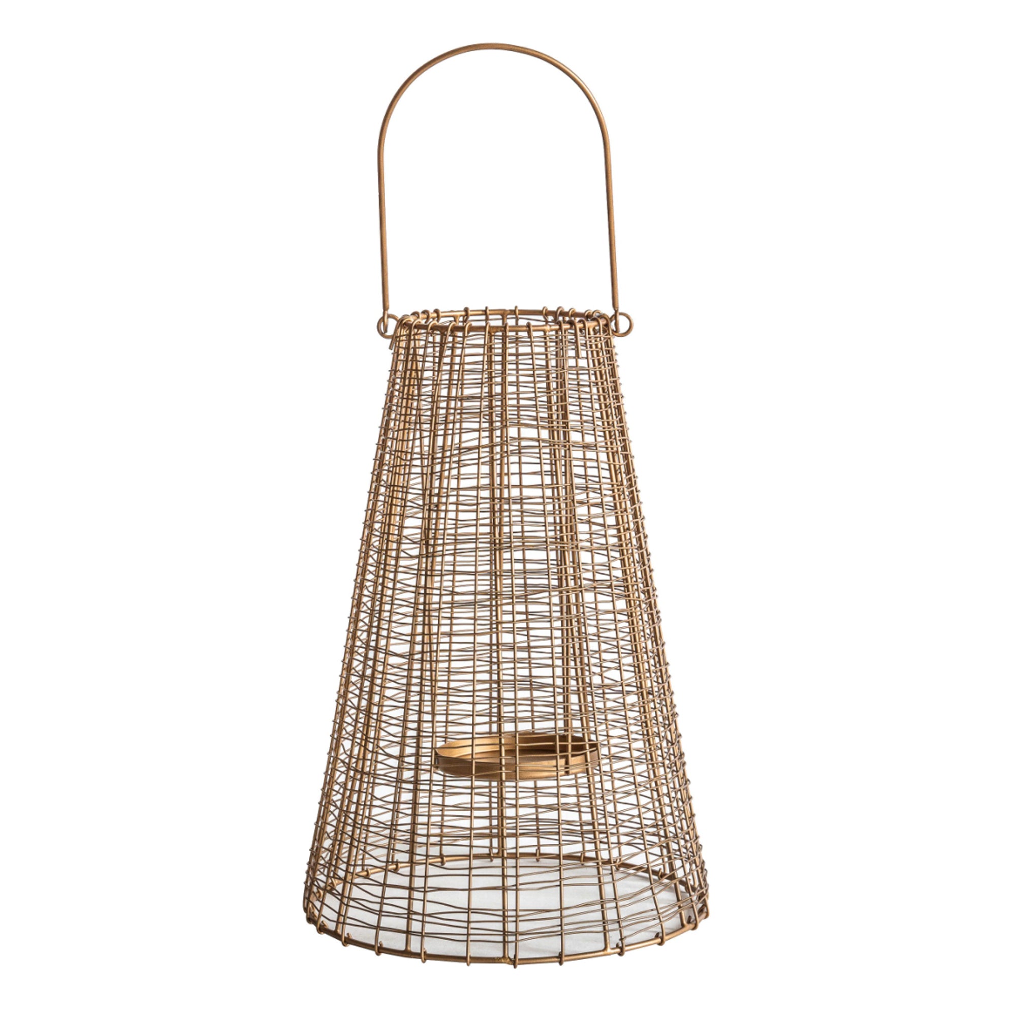 Boho Wire Candle Lantern Gold