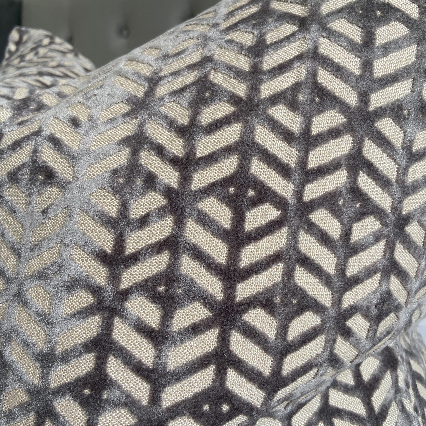 Malini Large Cream & Grey Geometric Cushion