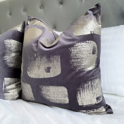 Malini Kyoto Silver Abstract Cushion