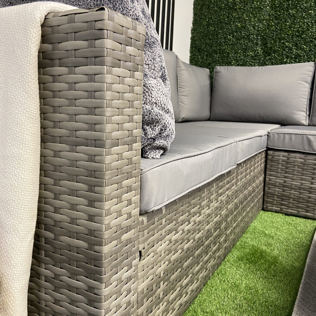 Sydney Grey Corner Rattan Sofa Set with Ice Bucket