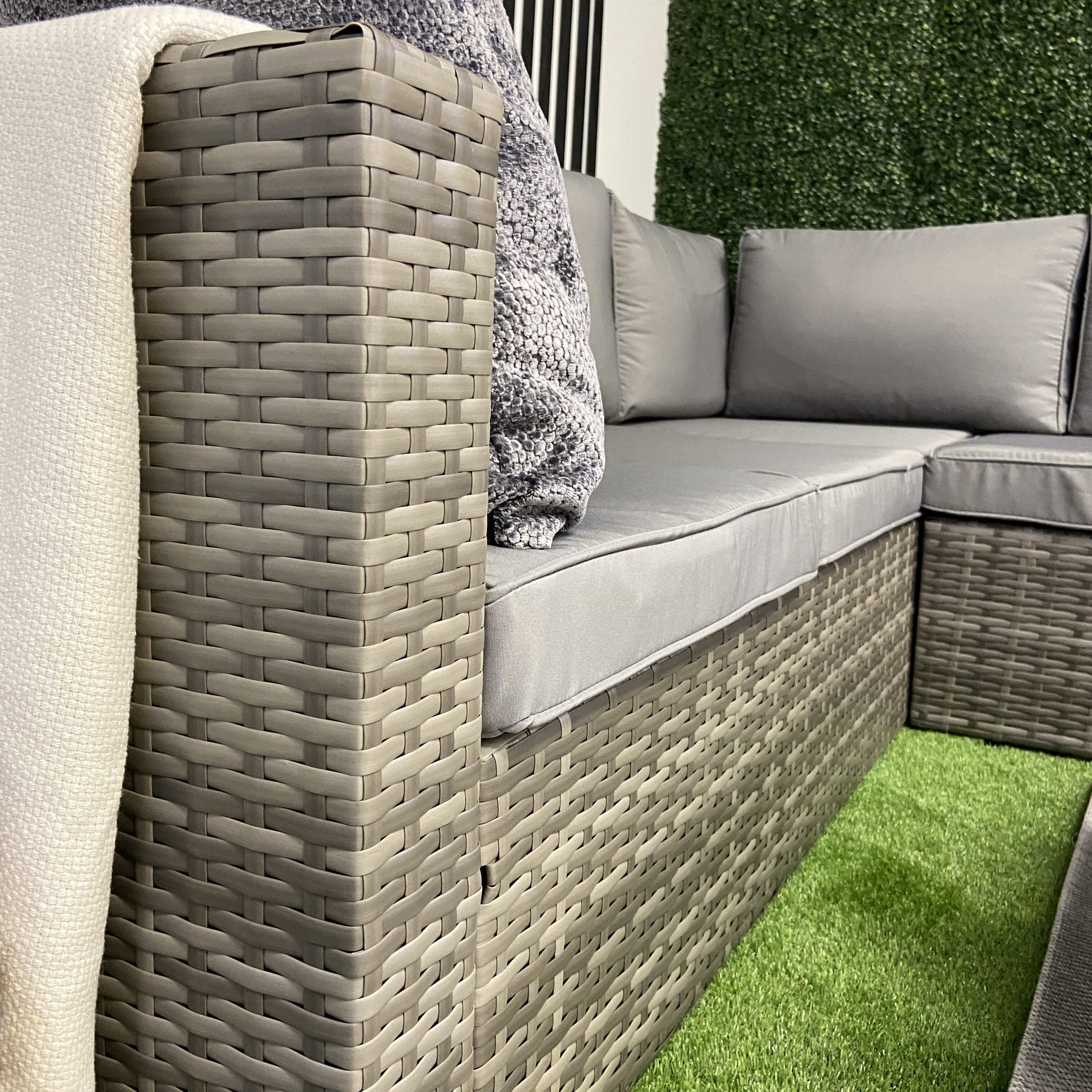 Sydney Grey Corner Rattan Sofa Set with Ice Bucket