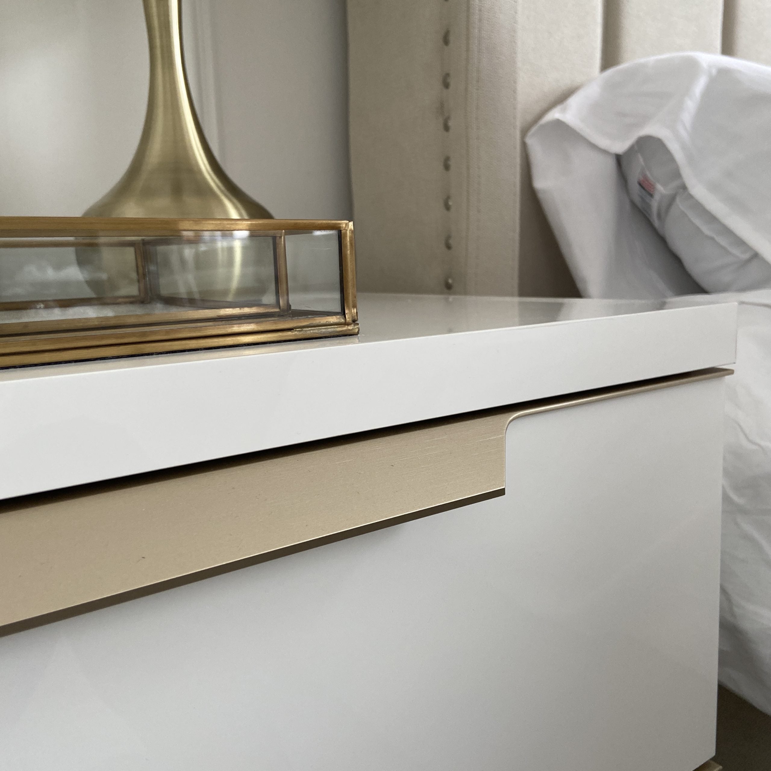 camel group white and gold bedside unit
