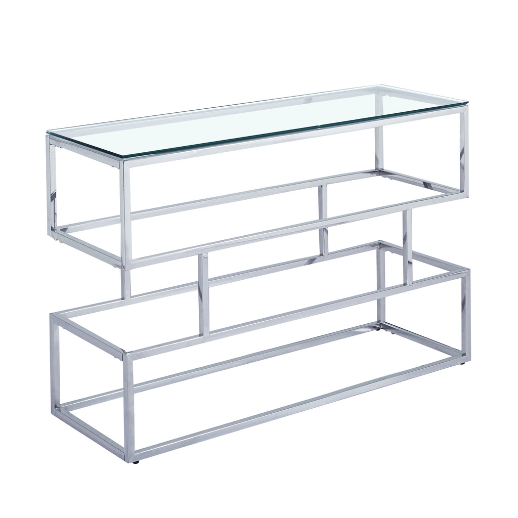 Lina Clear Glass Console Table With Silver Frame