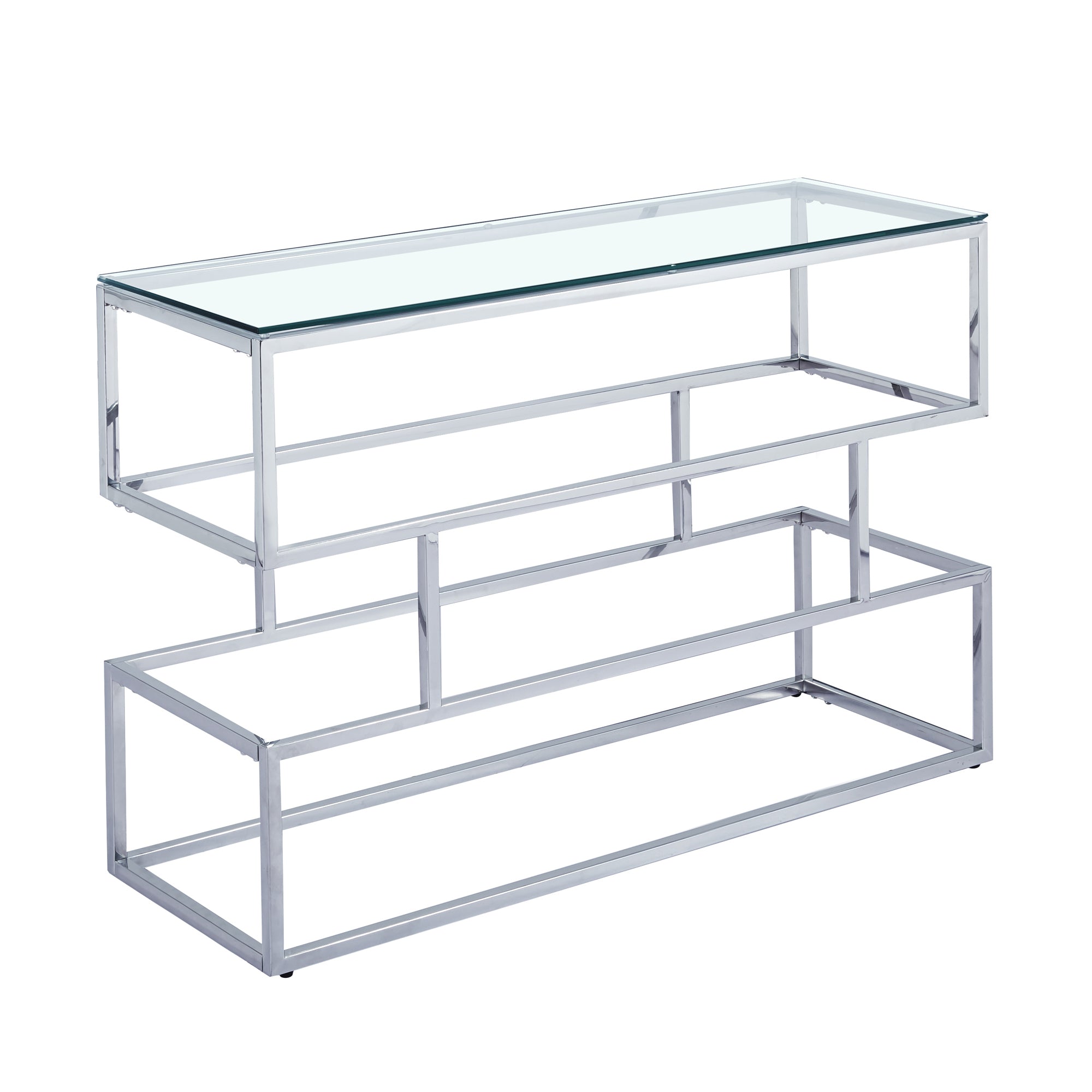 Lina Clear Glass Console Table With Silver Frame