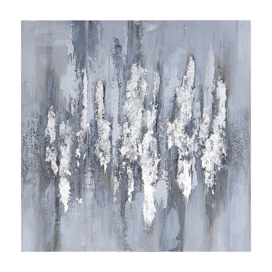 Mist Grey And Silver Foil Abstract Wall Art
