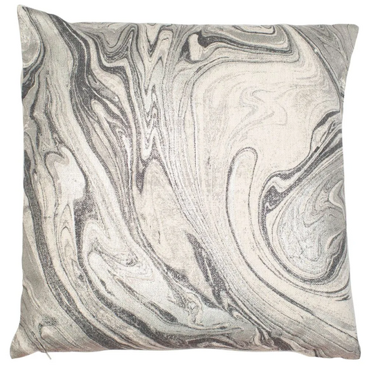 Malini Grey & Silver Marble Print Cushion