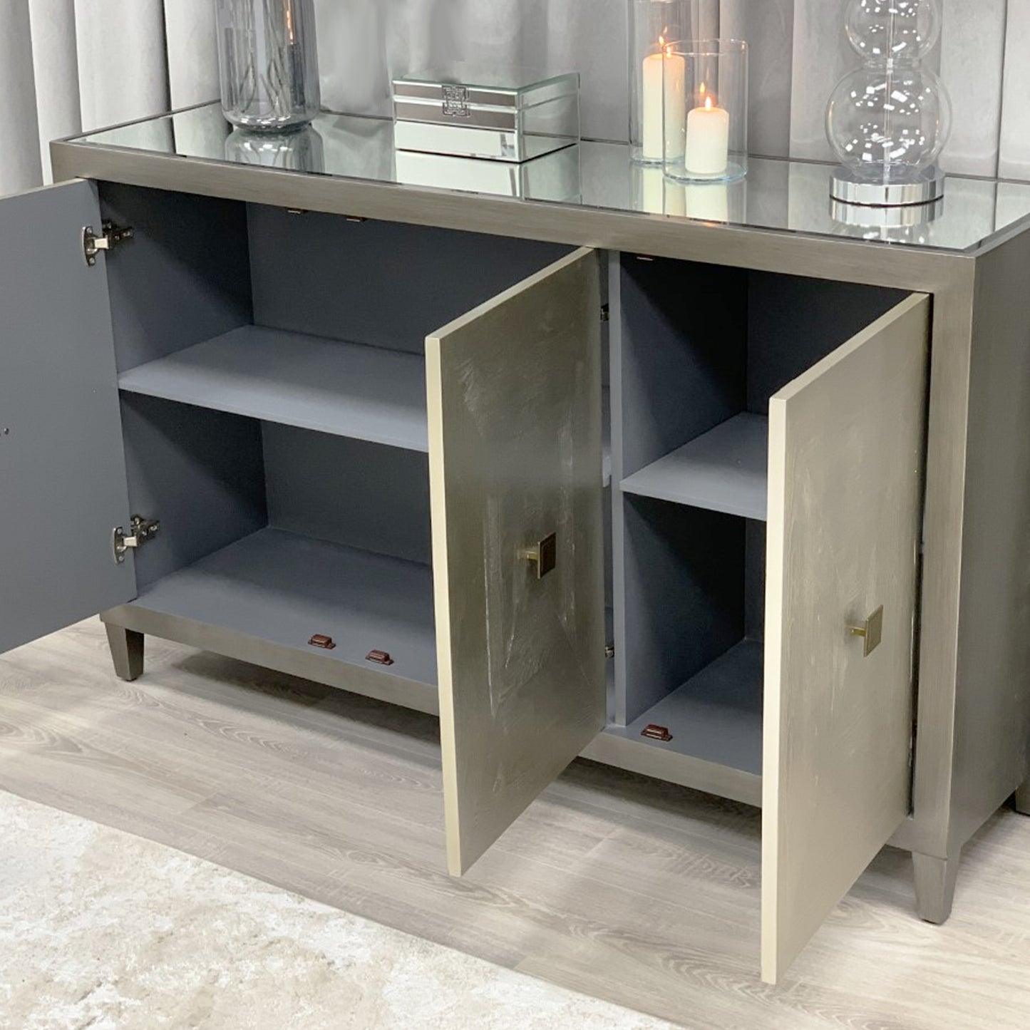 Alexa Champagne Gold Sideboard With Mirrored Top