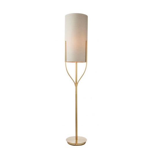 Arbor Gold Floor Lamp With Natural Linen Look Shade