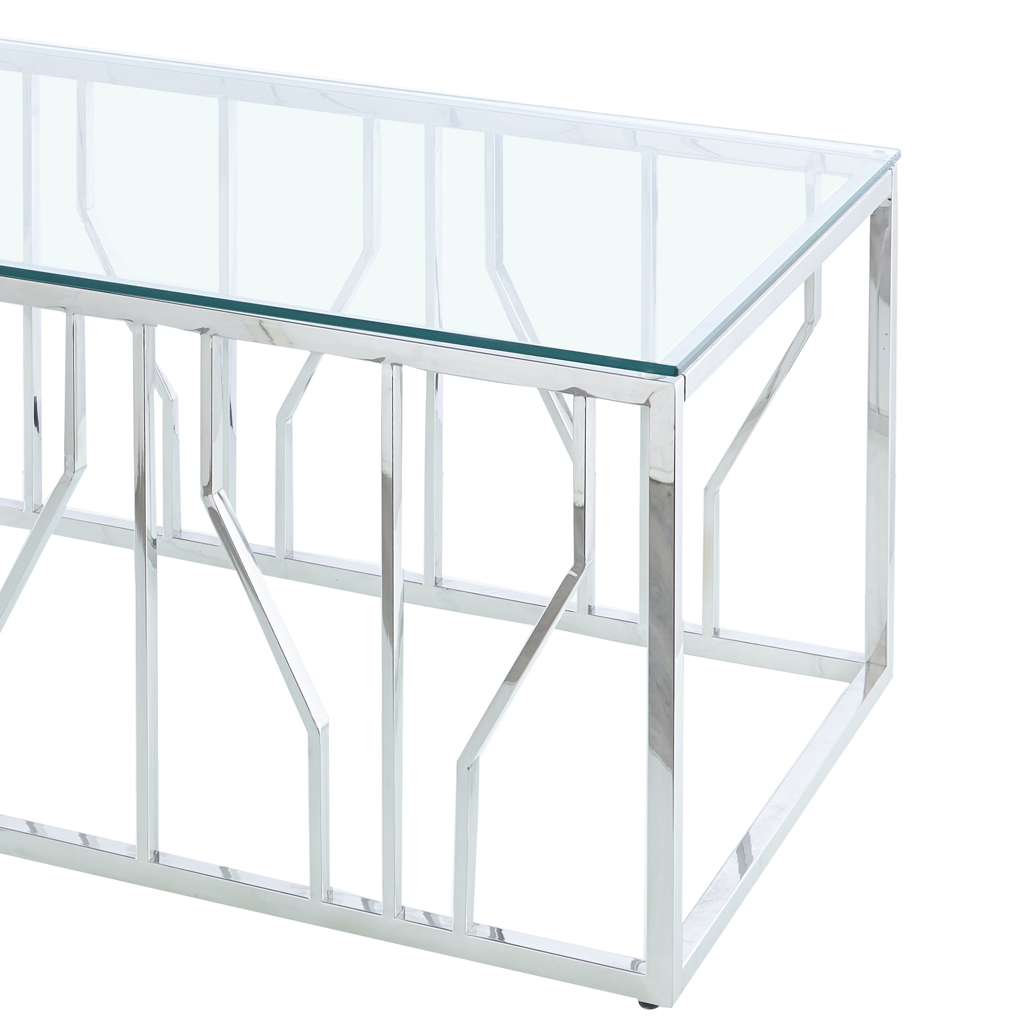 Aria Silver Deco Coffee Table With Clear Glass Top