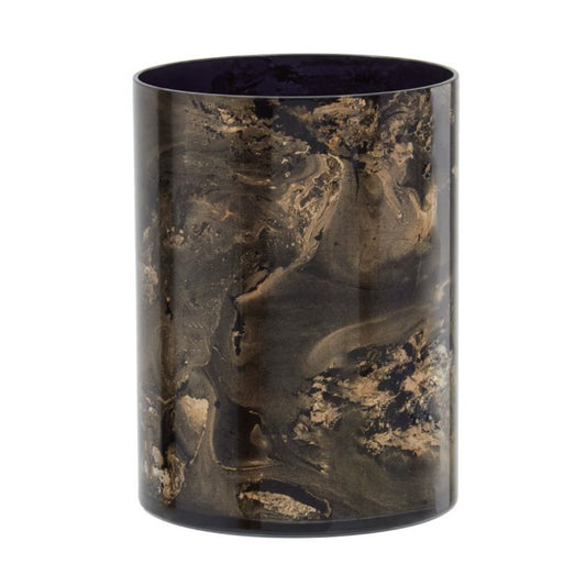 Storm Black And Gold Marble Glass Candle Lantern
