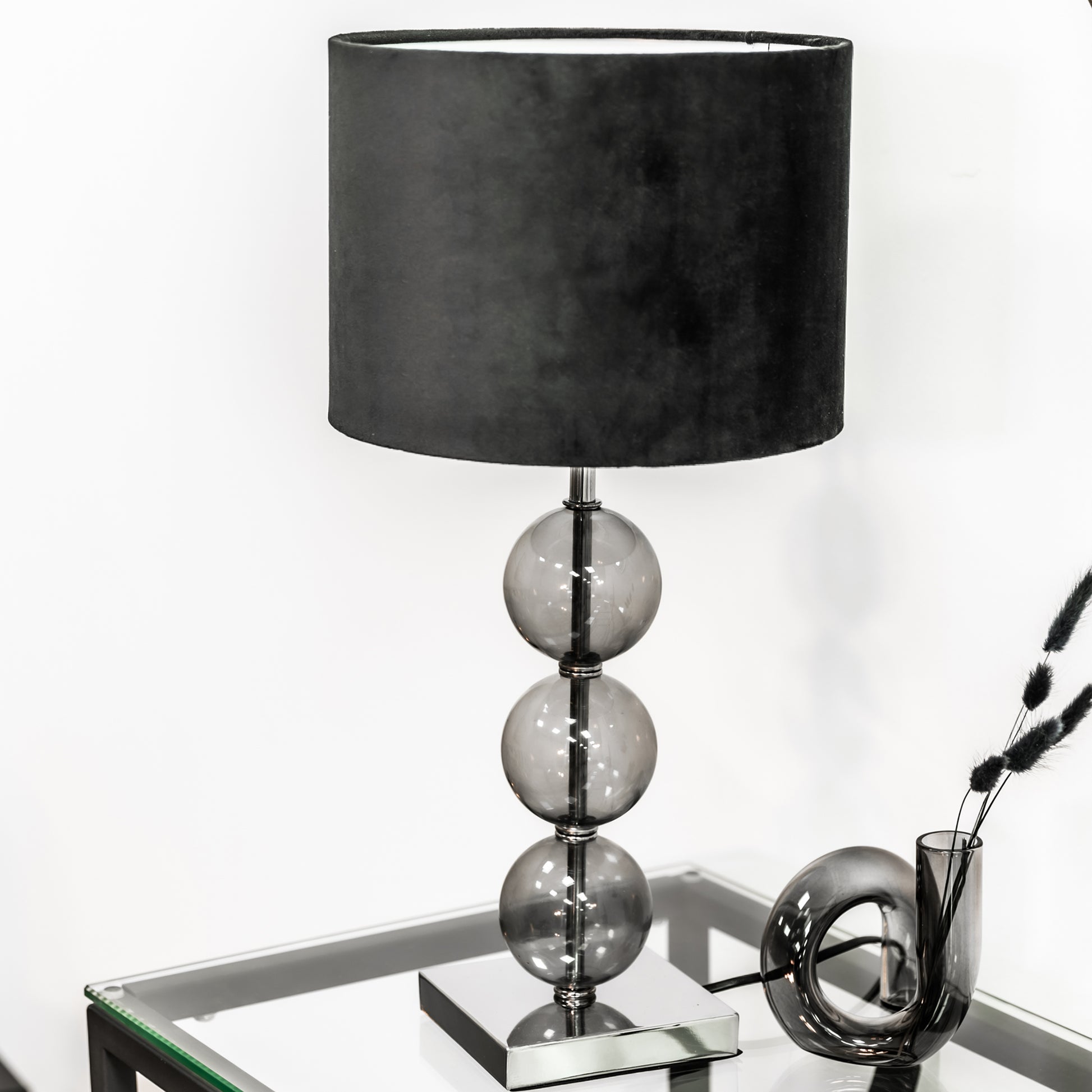 Black Cloud Table Lamp With Faux Suede Shade