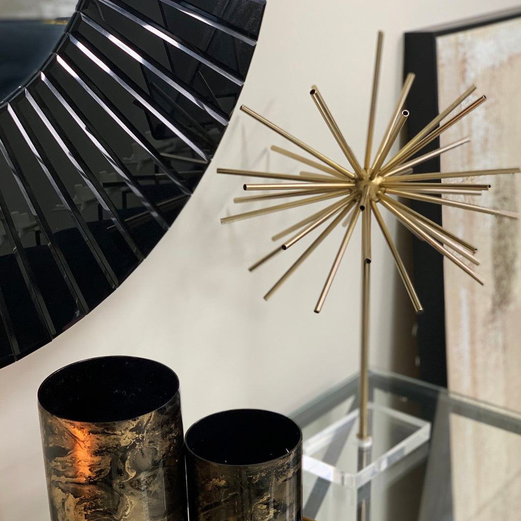 Isabella Large Round Bevelled Mirror In Black