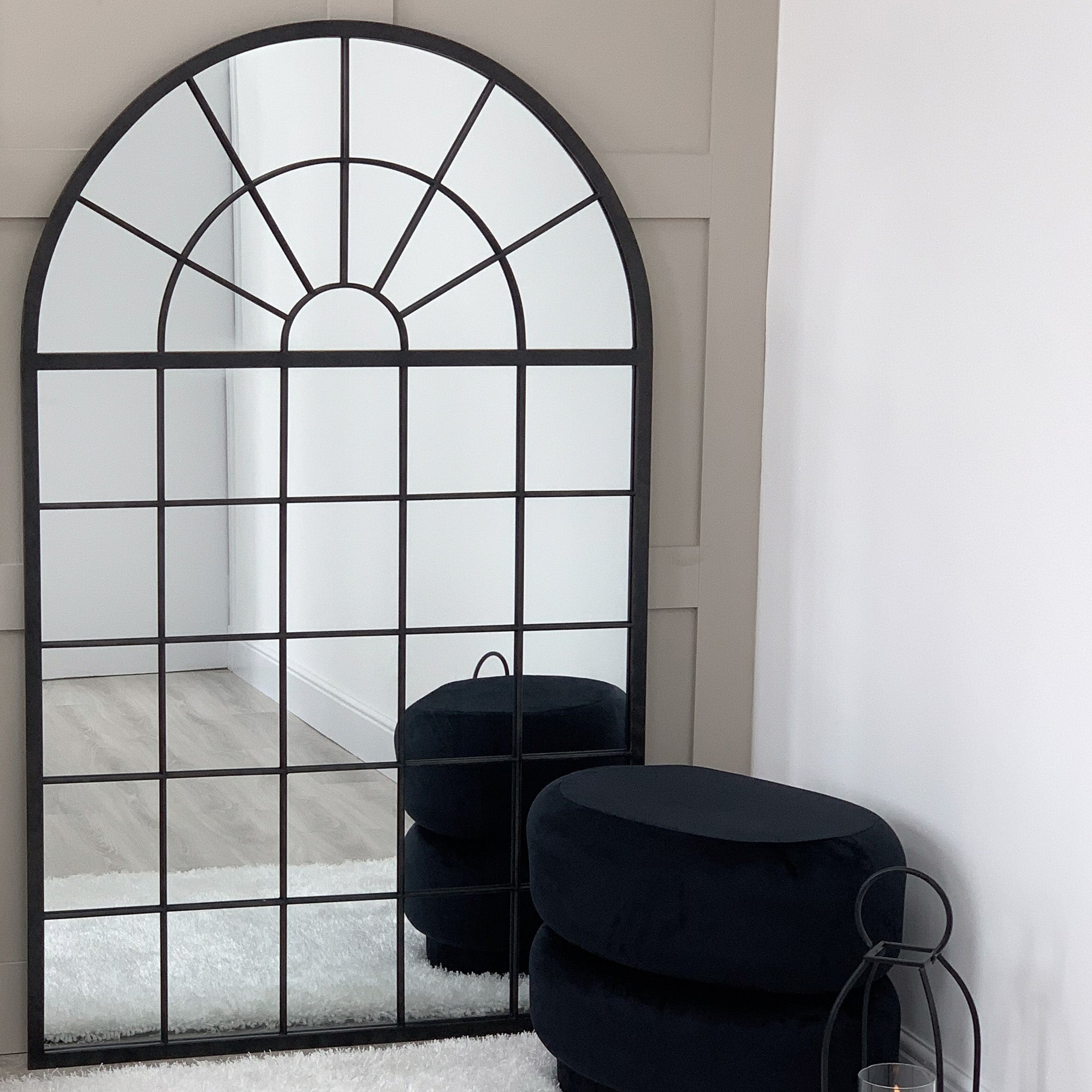 Open Window Style Mirrors Large Black Arched Window Style Mirror – Modish Furnishing