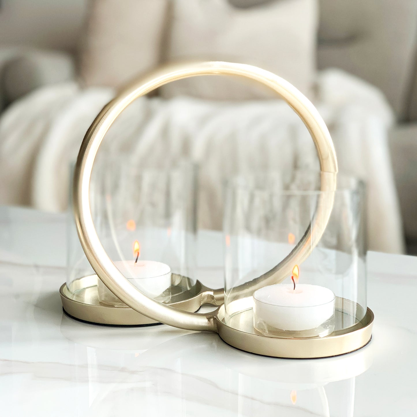 Gold Ring Double Candle Holder
