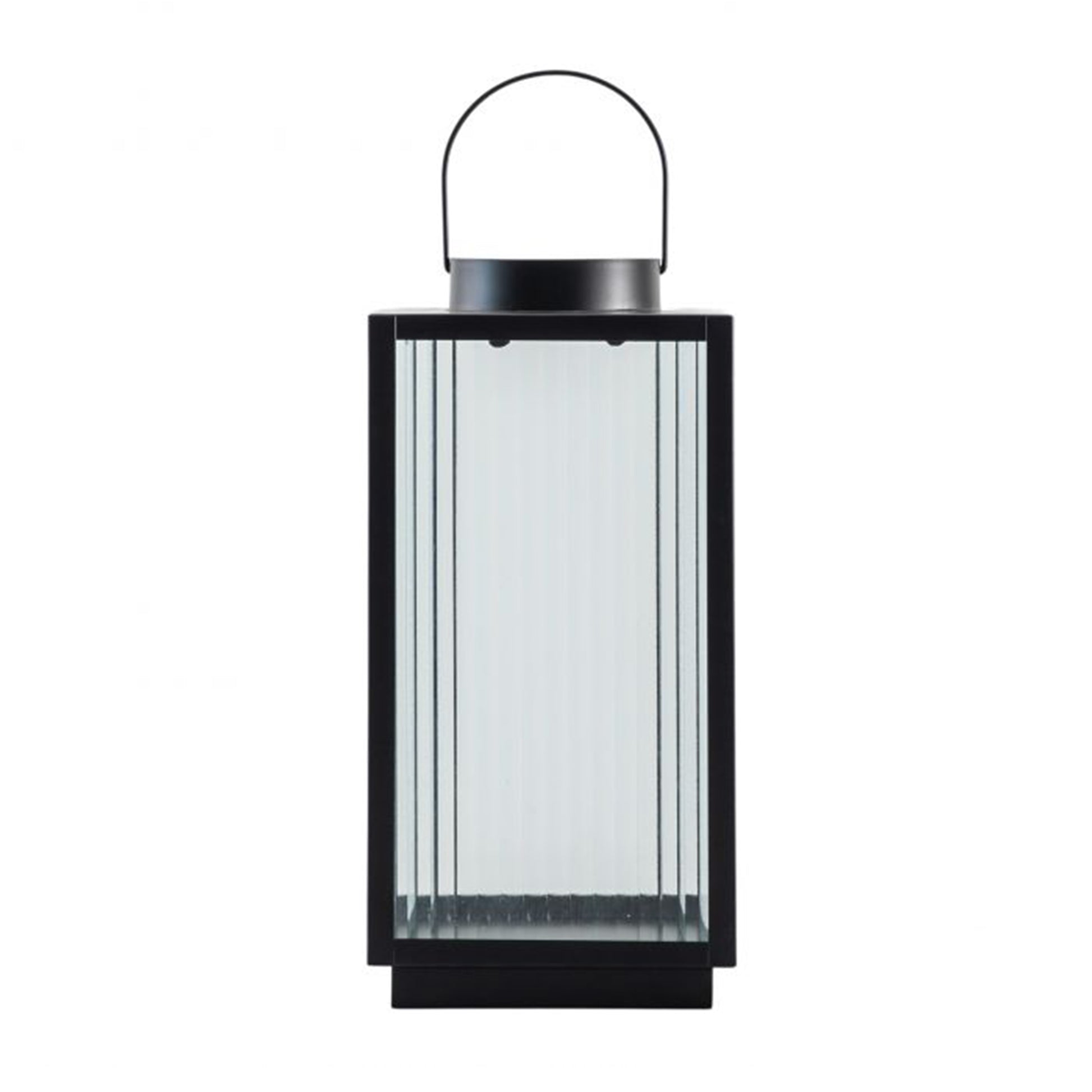 Elle Matte Black Ribbed Glass Lantern