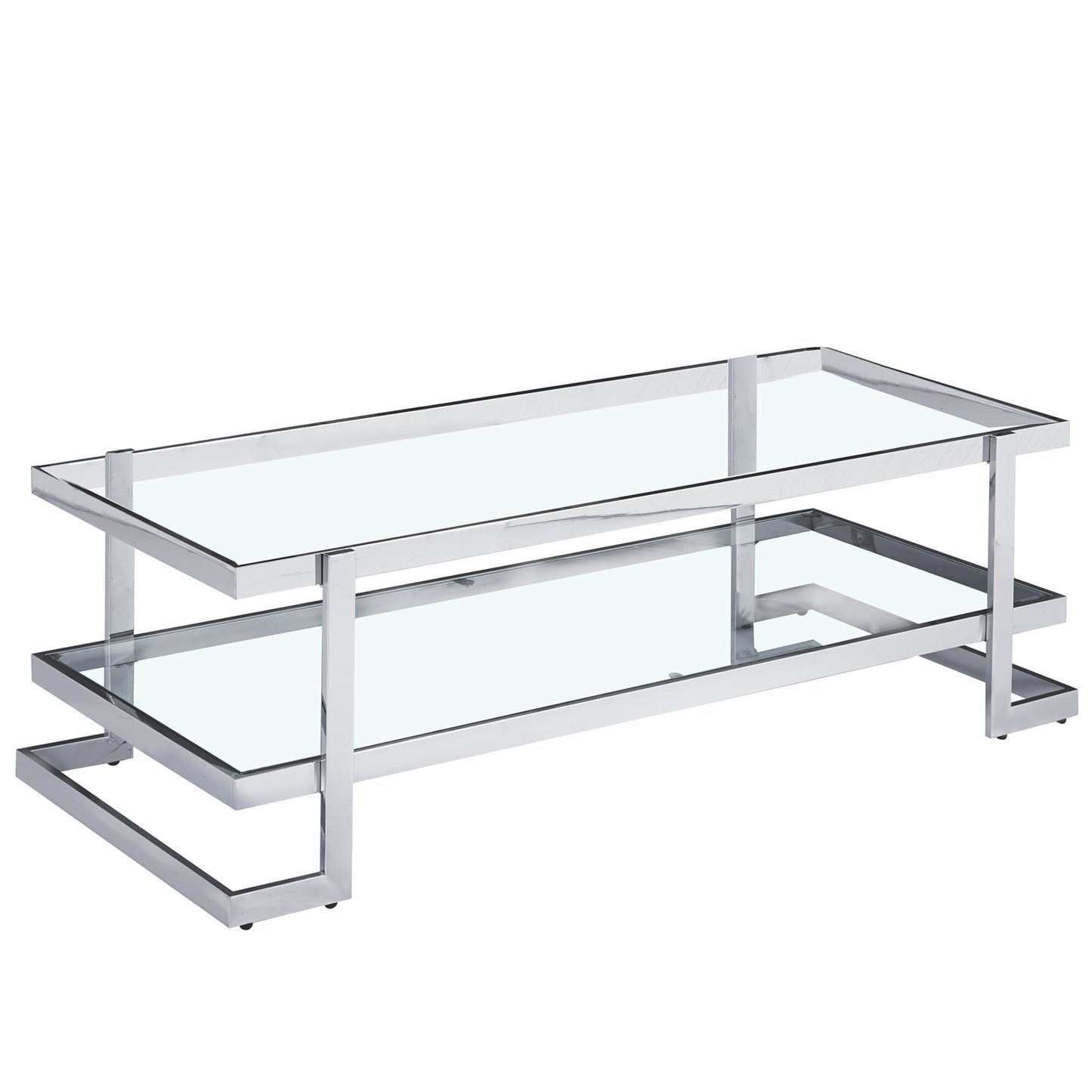 Clara Two Tier Coffee Table With Silver Frame