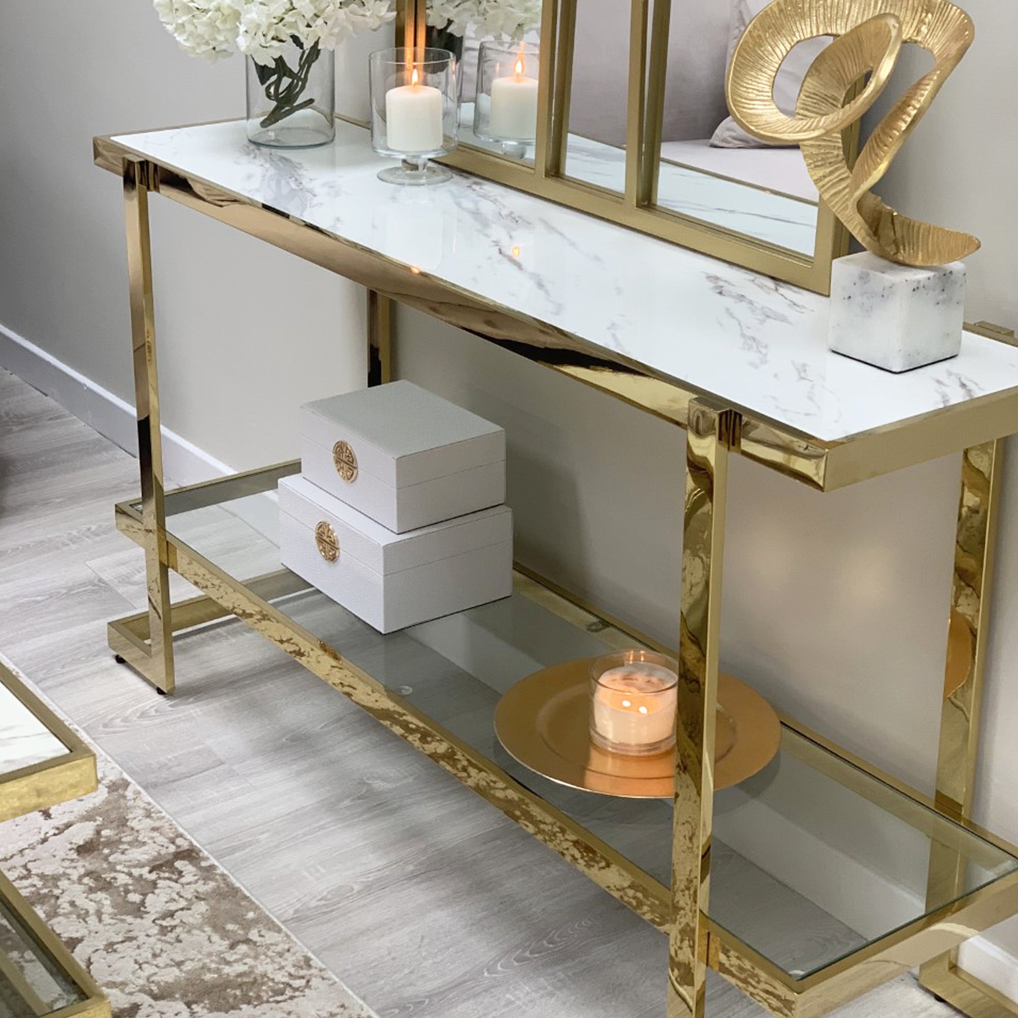 Console table white deals gold