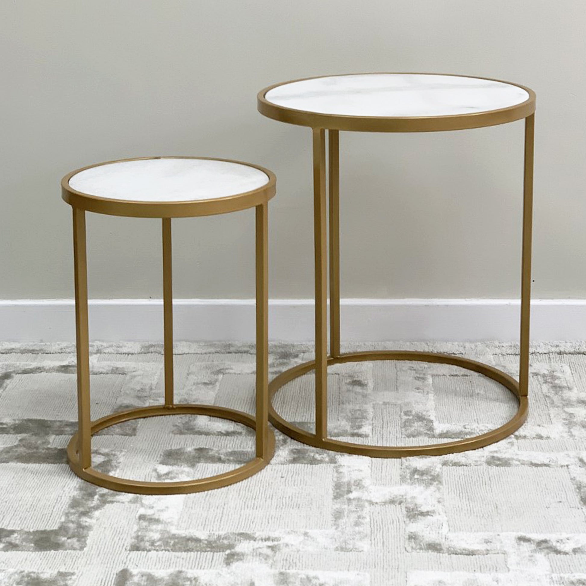 Clement White Marble And Gold Nesting Tables
