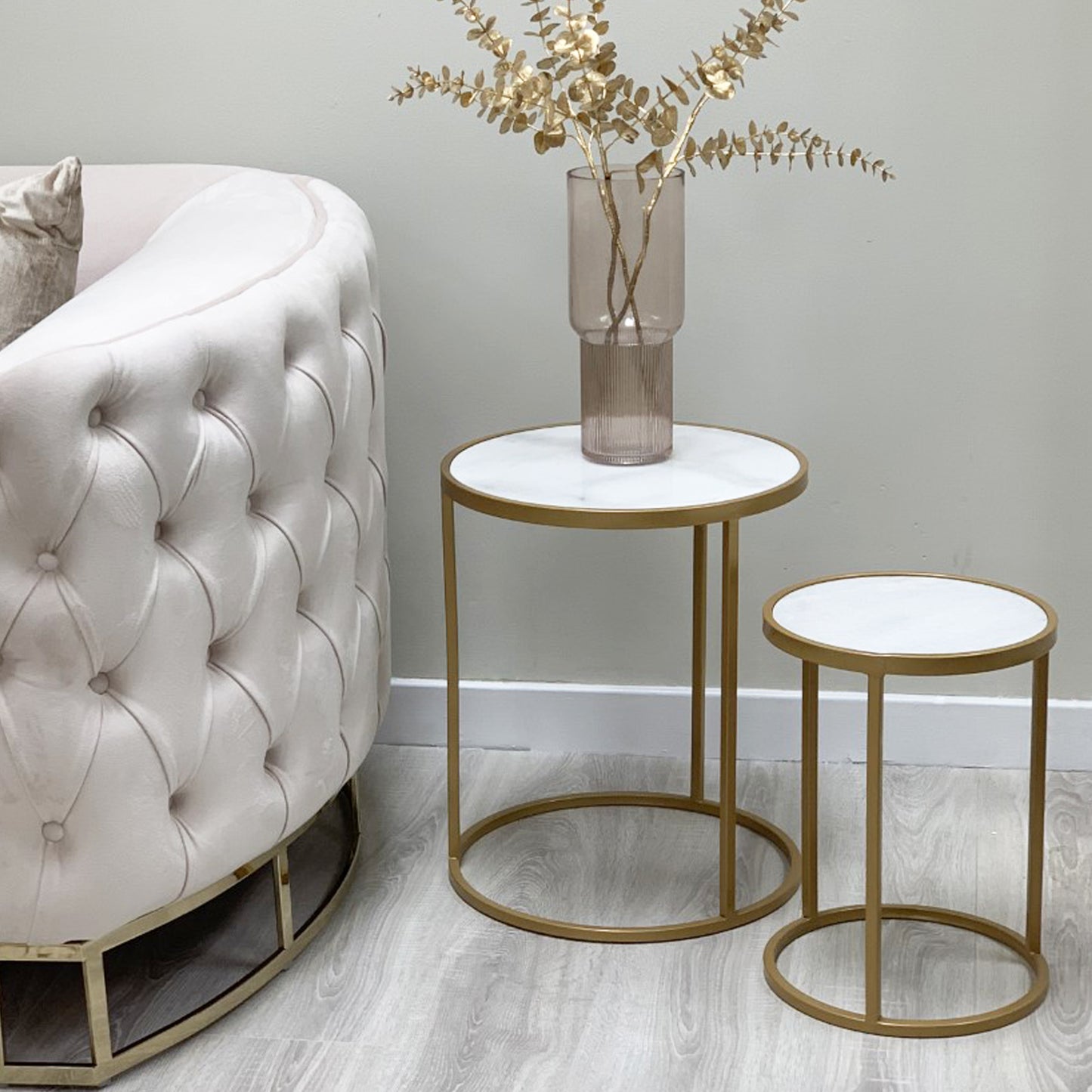 Clement White Marble And Gold Nesting Tables