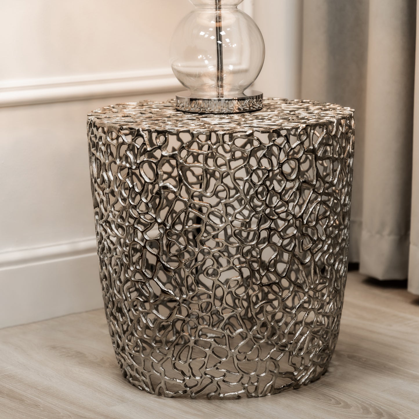 Coral Silver Statement Metal Occasional Table