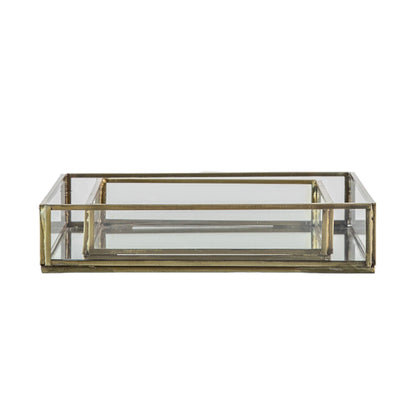 Cove Antique Gold Square Mirrored Tray Set