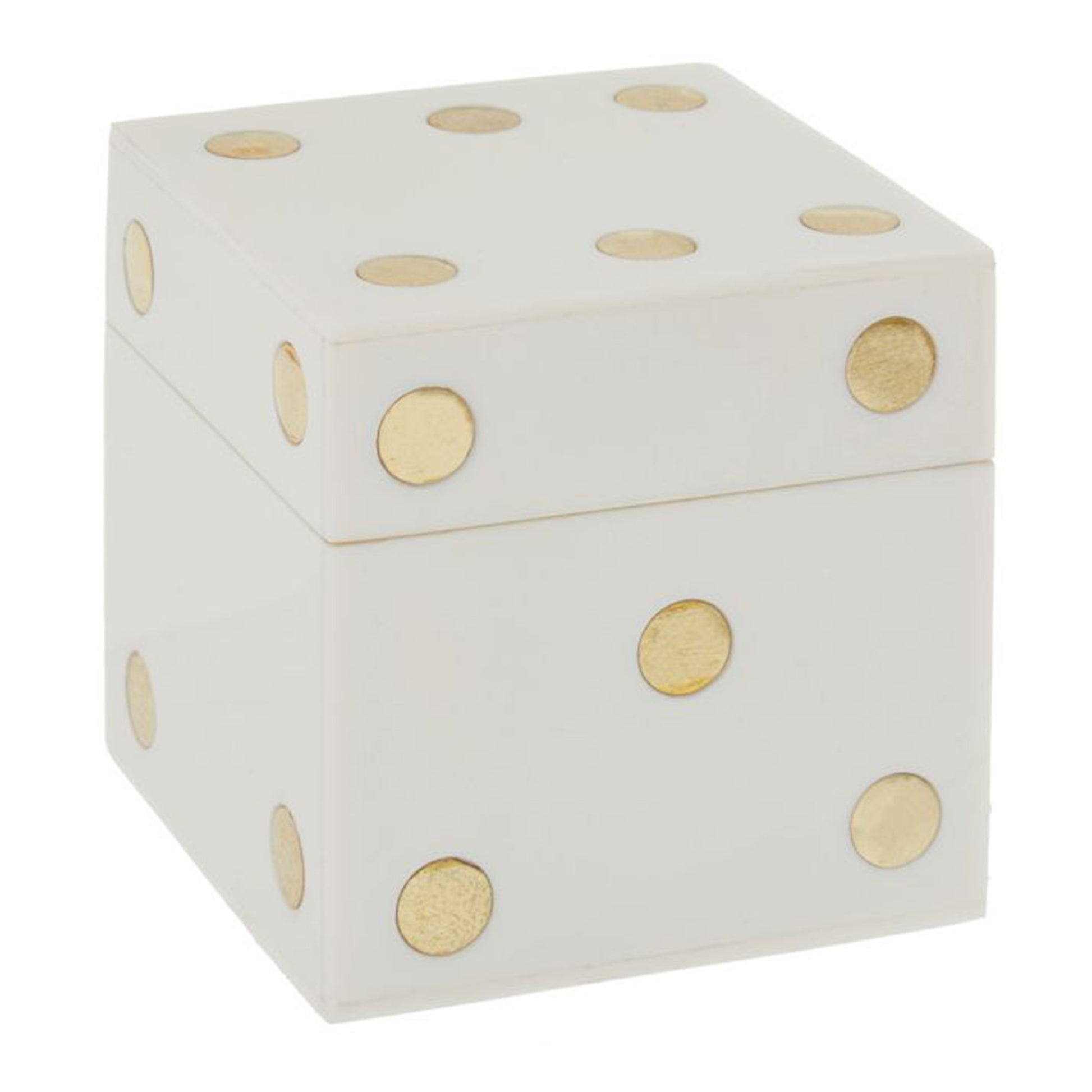 Churchill Games Dice Box In Cream With Brass Inlay