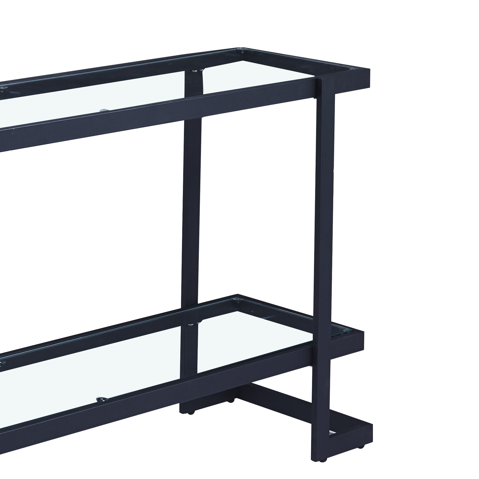 Clara Clear Glass Console Table With Matte Black Frame