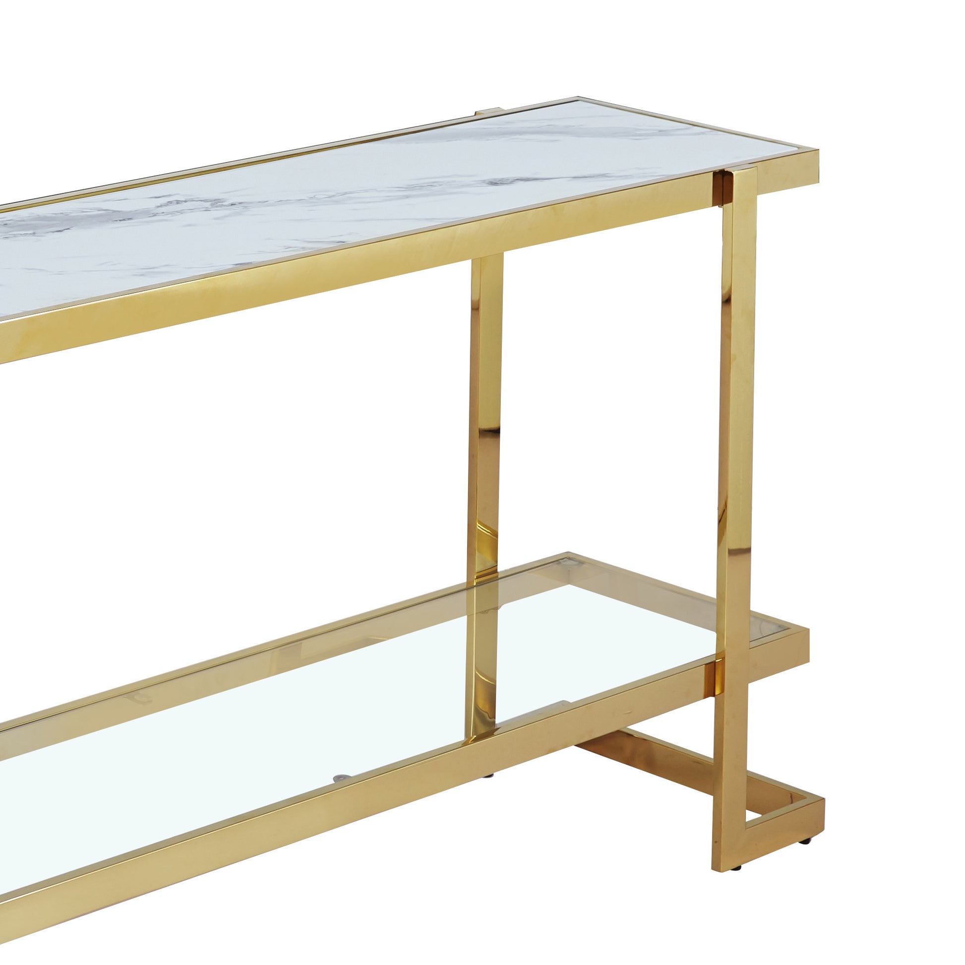Dulce White Marble Effect Console Table With Gold Frame