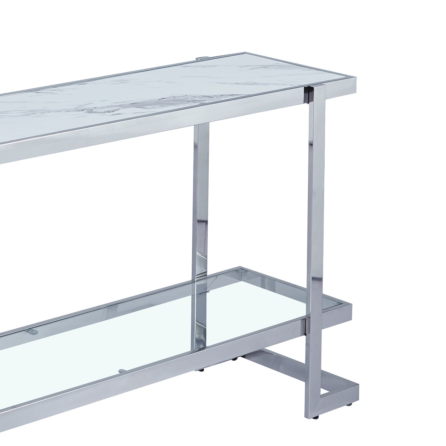 Dulce White Marble Effect Console Table With Silver Frame
