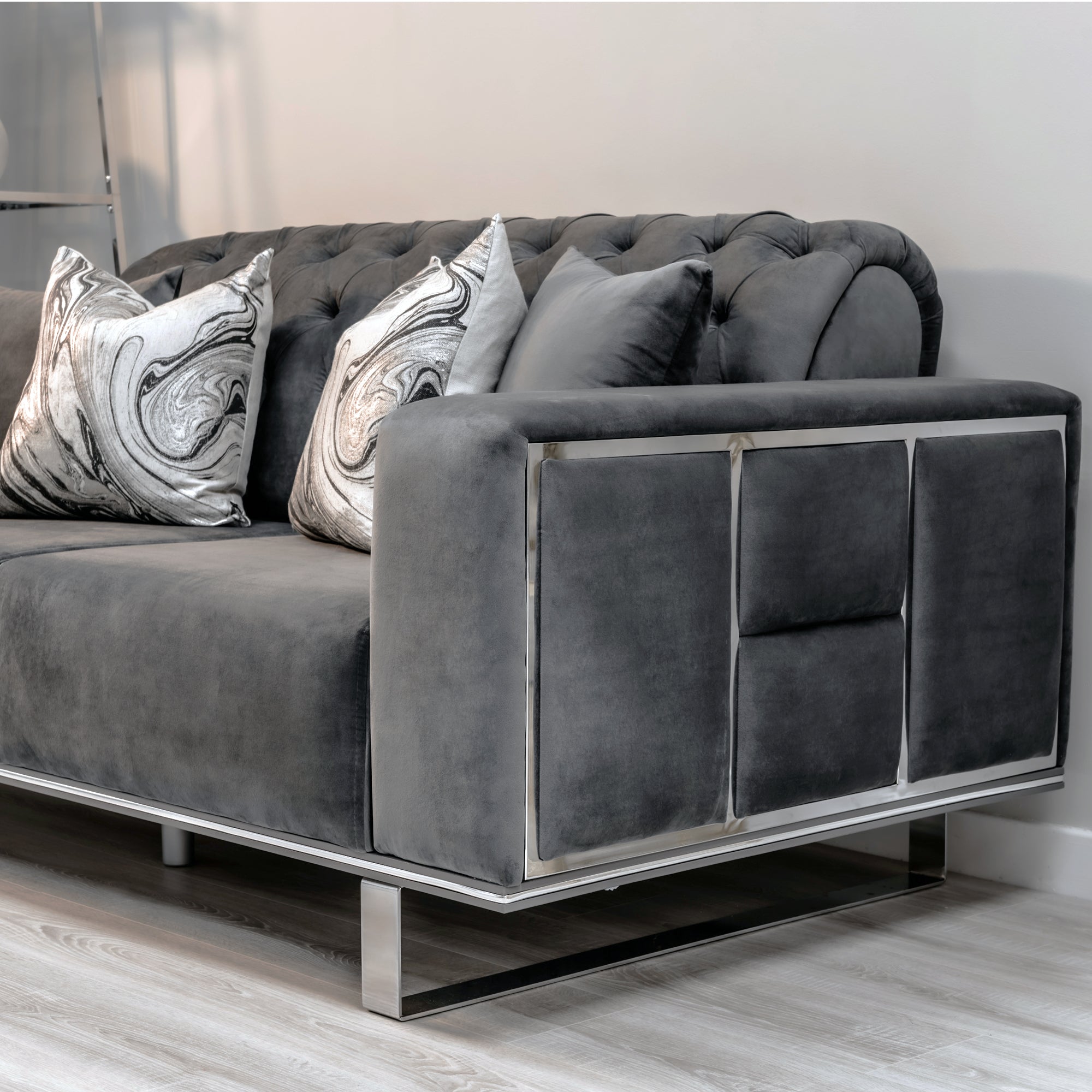 Silver 2 seater deals sofa