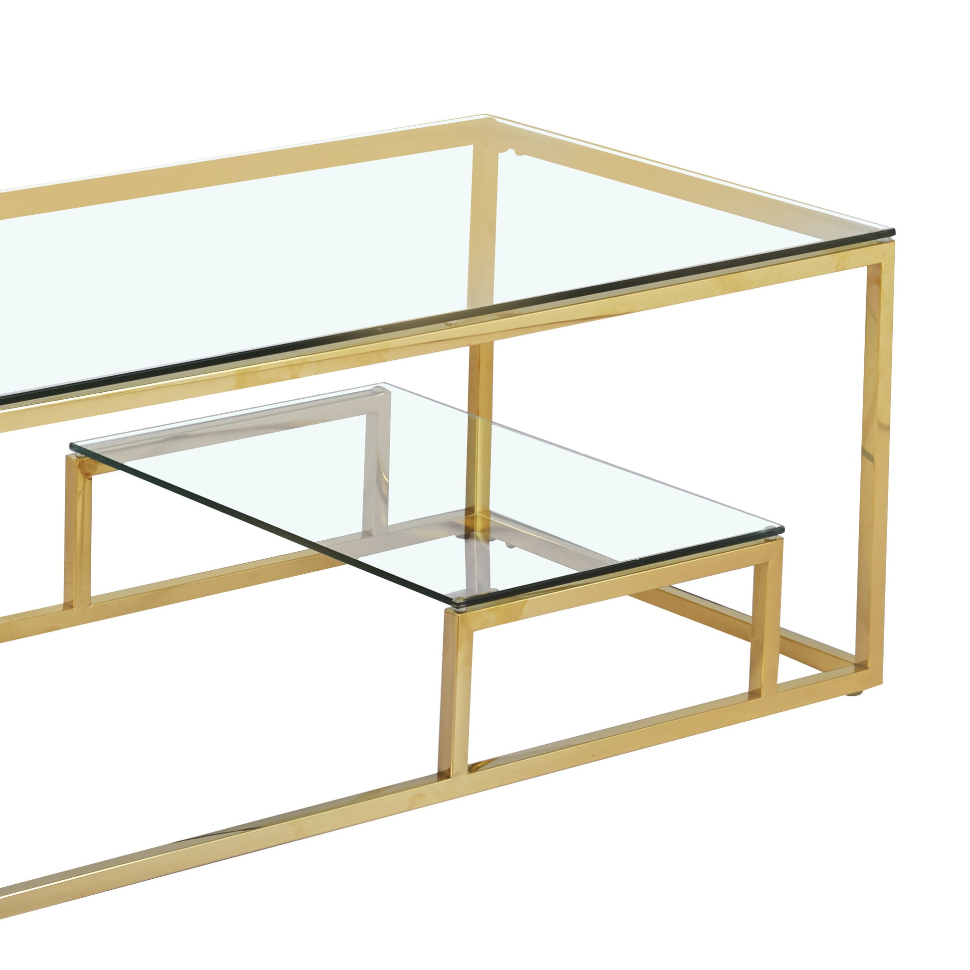 Enzo Minimalist Glass Coffee Table With Gold Legs