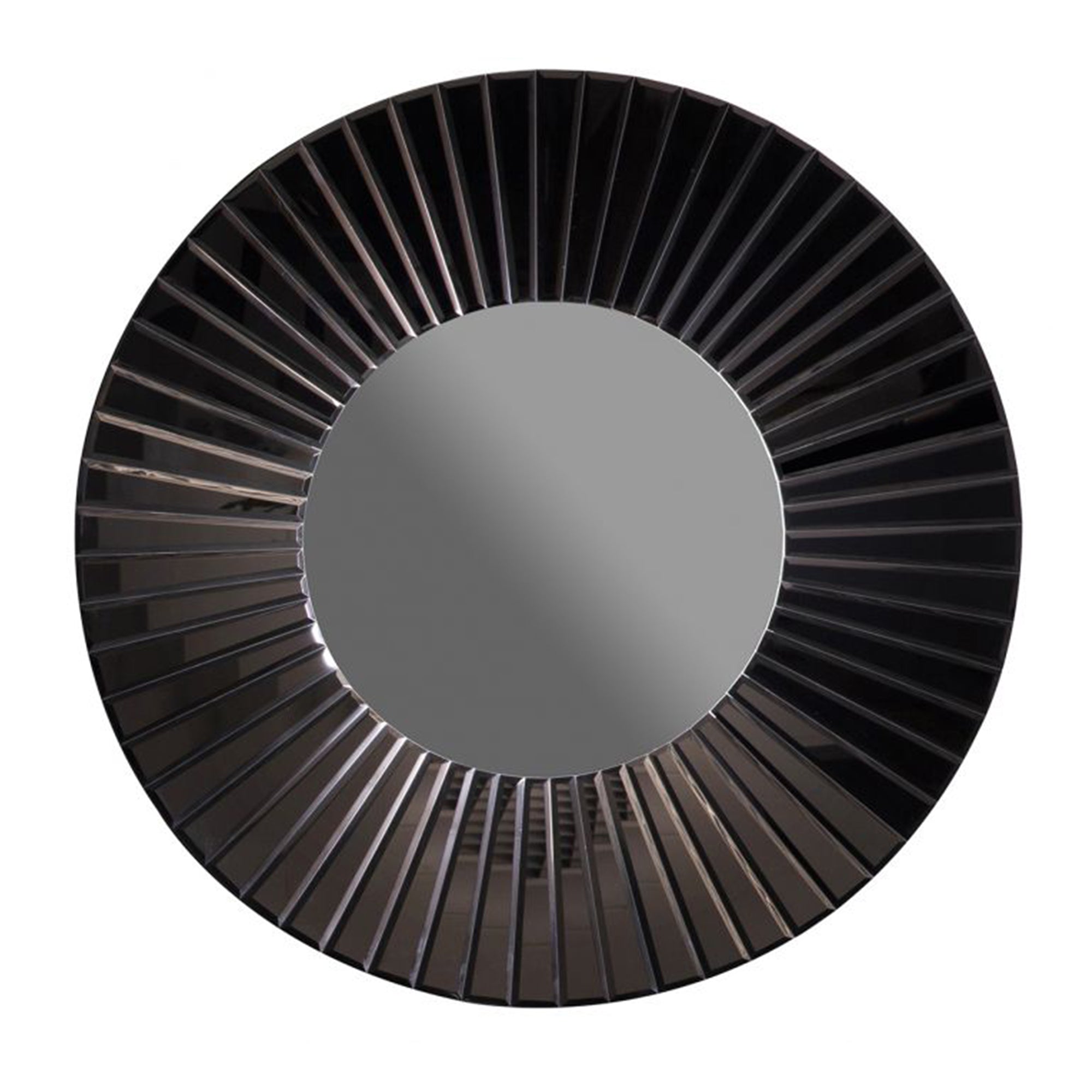 Isabella Large Round Bevelled Mirror In Black