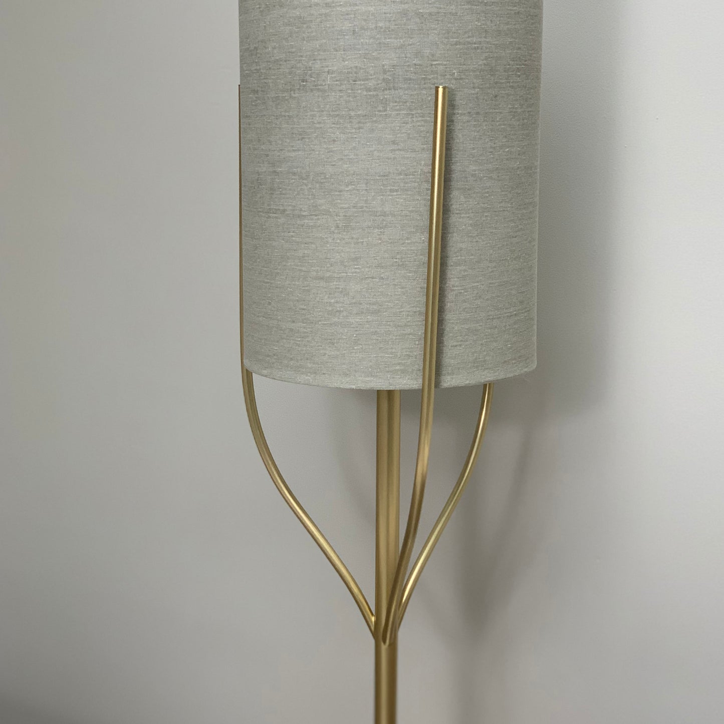 Arbor Gold Floor Lamp With Grey Linen Look Shade